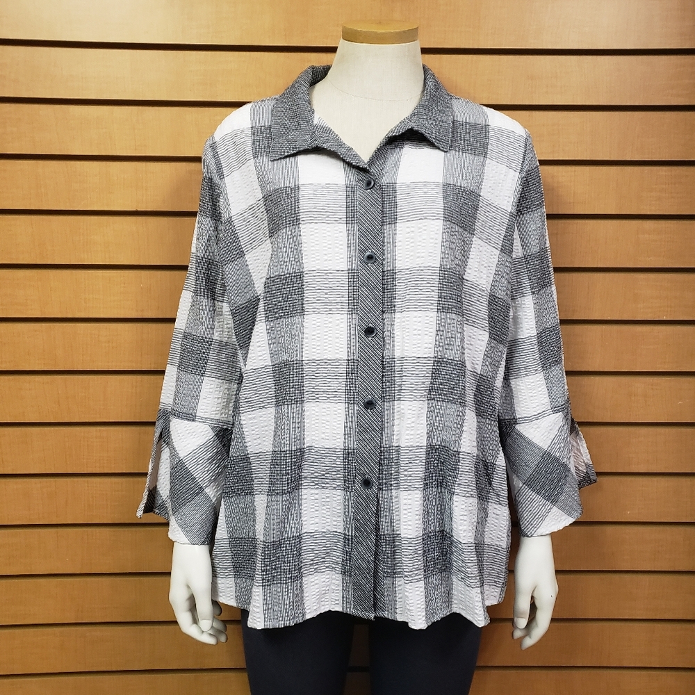 Habitat Plaid Shirt Size Large Black White